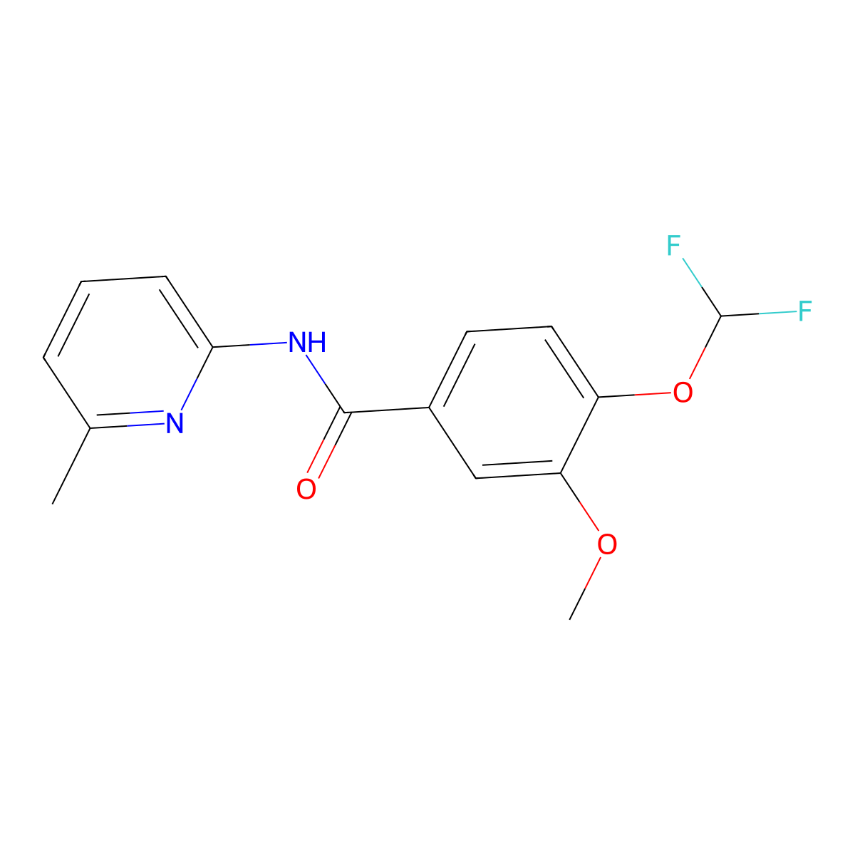 4-(difluoromethoxy)-3-methoxy-N-(6-methylpyridin-2-yl)benzamide molecular structure, CAS 828297-90-1