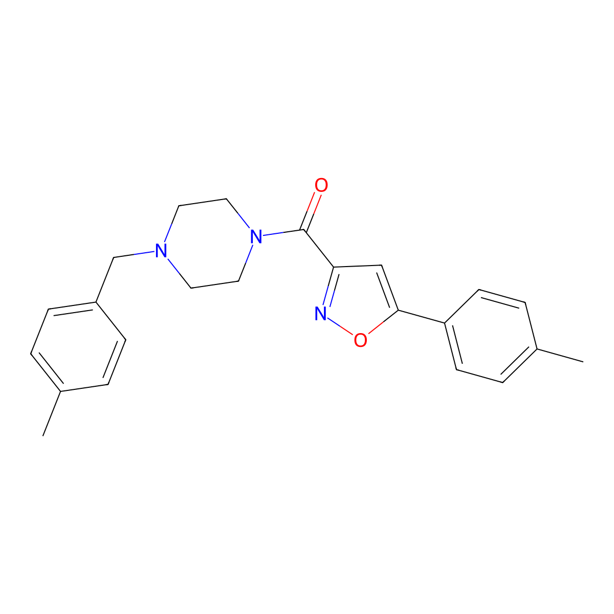 [4-(4-Methylbenzyl)piperazin-1-yl][5-(4-methylphenyl)-1,2-oxazol-3-yl]methanone molecular structure, CAS 828298-01-7