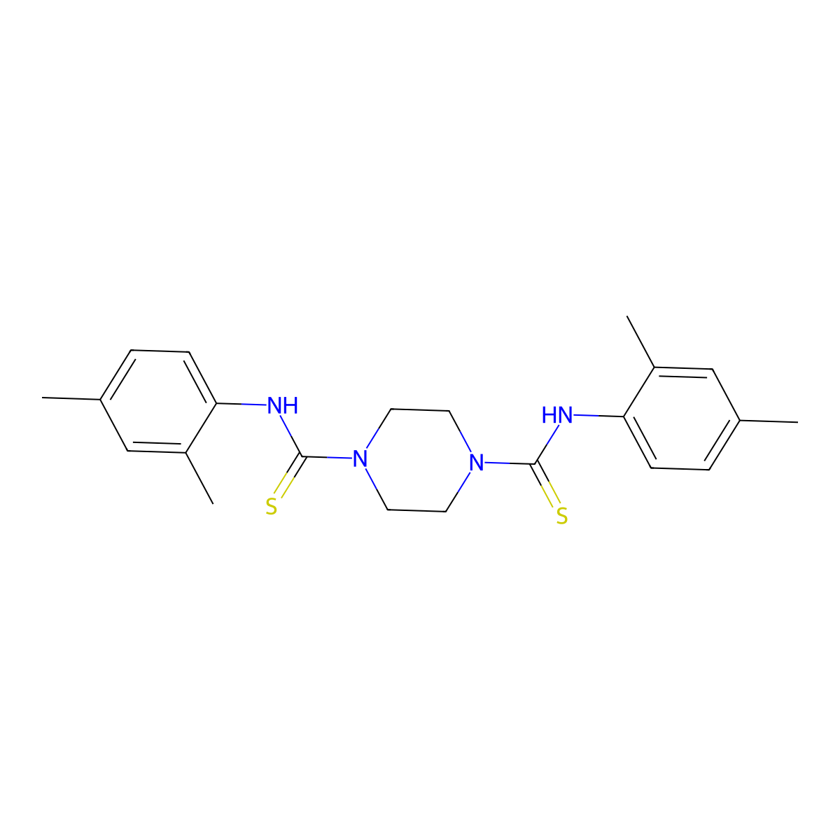 N,N'-bis(2,4-dimethylphenyl)piperazine-1,4-dicarbothioamide molecular structure, CAS 828298-17-5