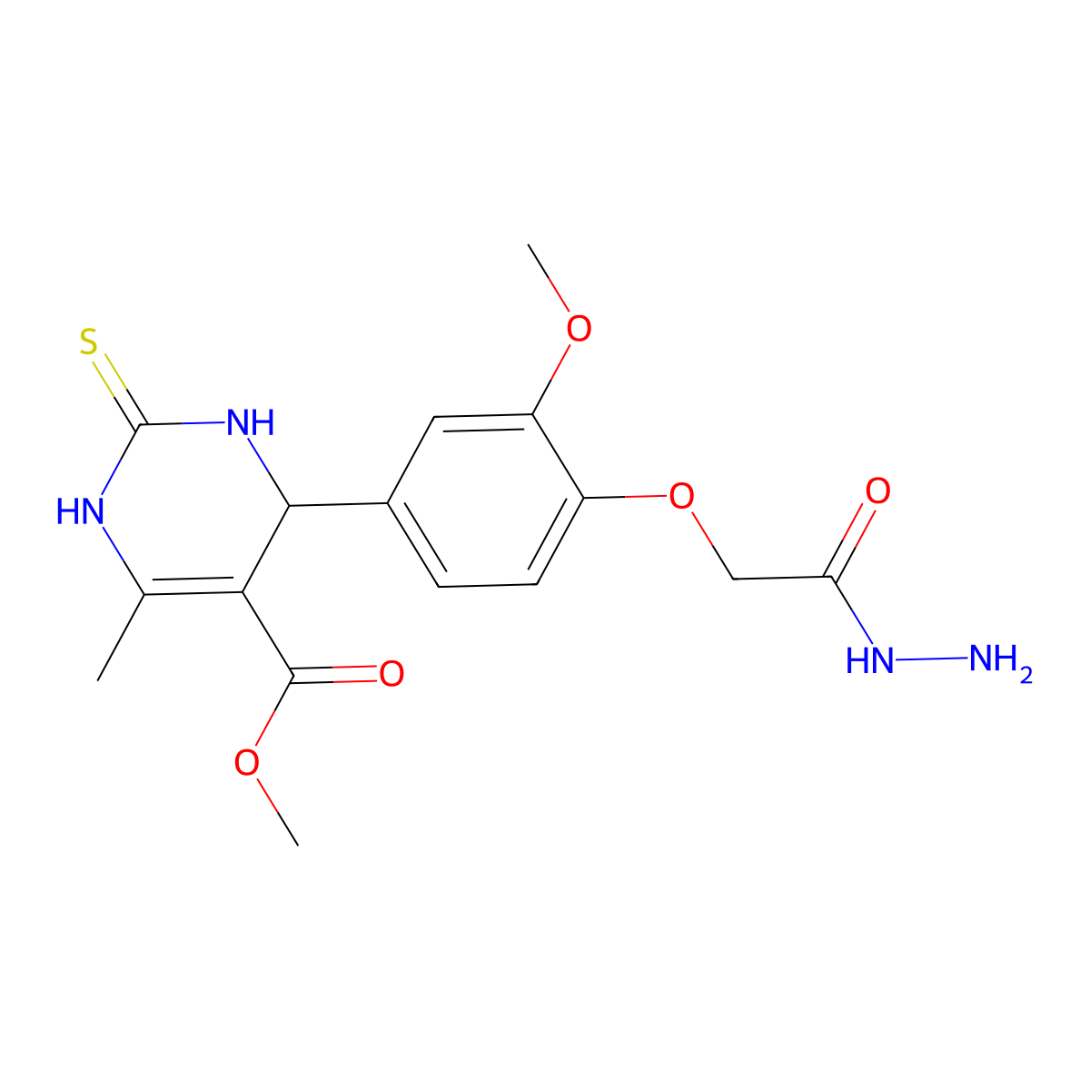 Methyl 4-(4-(2-hydrazinyl-2-oxoethoxy)-3-methoxyphenyl)-6-methyl-2-thioxo-1,2,3,4-tetrahydropyrimidine-5-carboxylate molecular structure, CAS 828298-30-2
