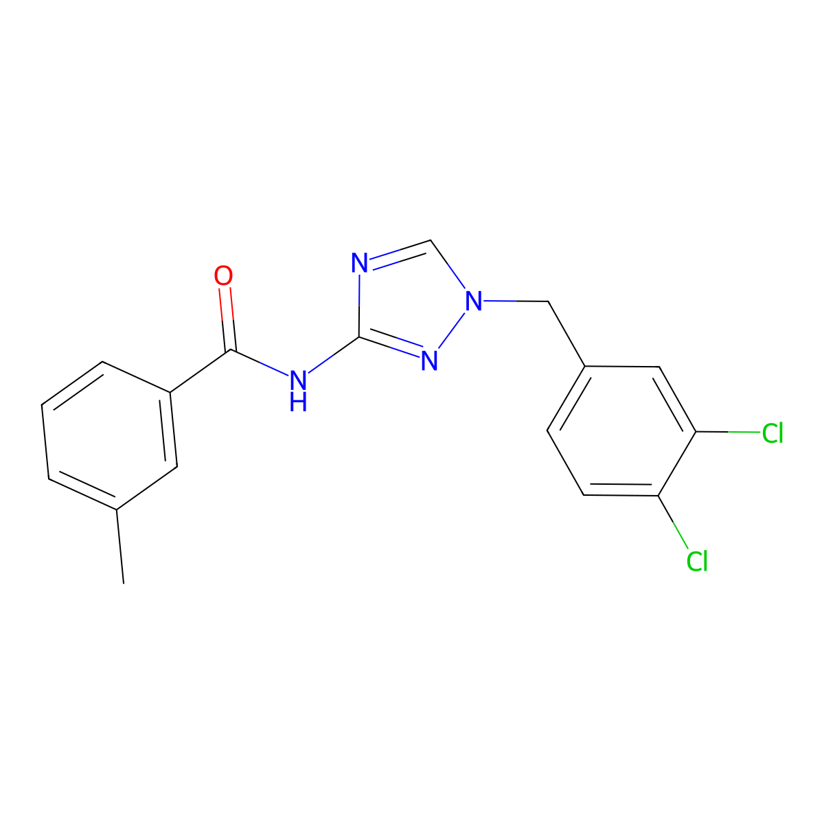 N-[1-[(3,4-dichlorophenyl)methyl]-1,2,4-triazol-3-yl]-3-methylbenzamide molecular structure, CAS 828298-33-5
