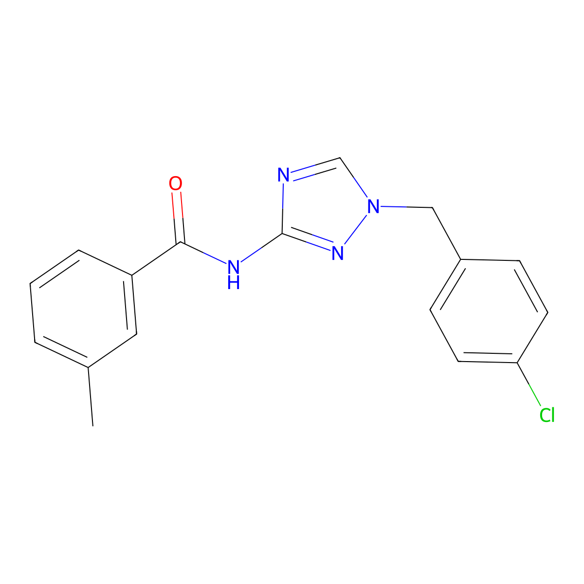 N-[1-[(4-chlorophenyl)methyl]-1,2,4-triazol-3-yl]-3-methylbenzamide molecular structure, CAS 828298-41-5