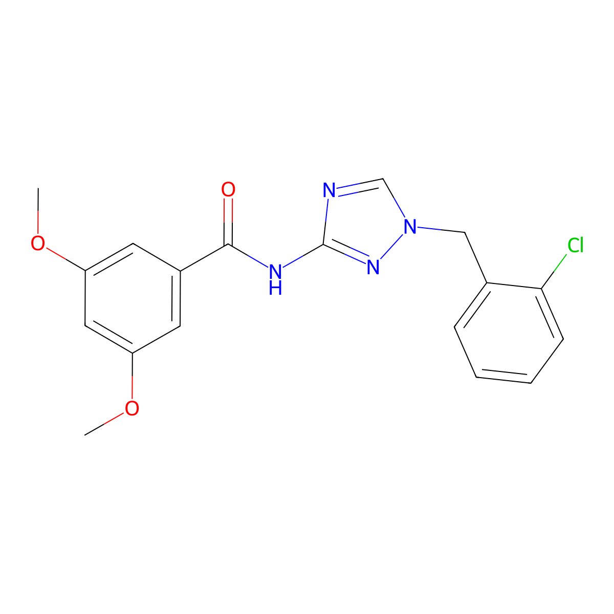 N-[1-[(2-chlorophenyl)methyl]-1,2,4-triazol-3-yl]-3,5-dimethoxybenzamide molecular structure, CAS 828298-57-3