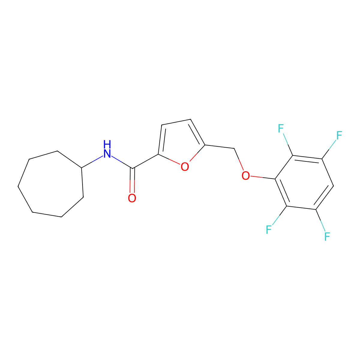 N-cycloheptyl-5-[(2,3,5,6-tetrafluorophenoxy)methyl]furan-2-carboxamide molecular structure, CAS 828299-30-5