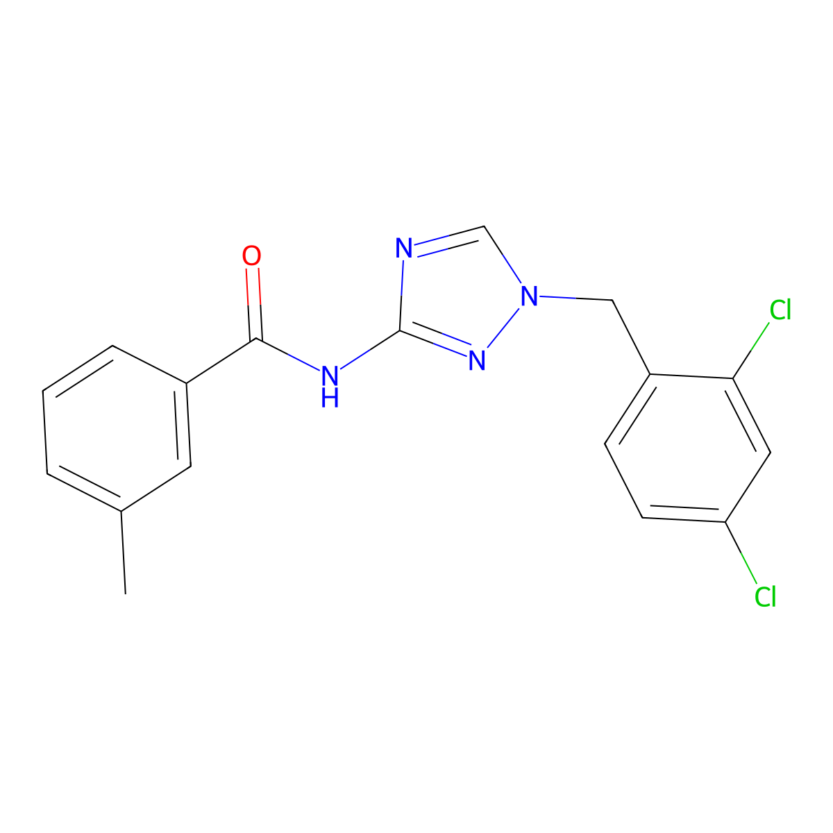 N-[1-[(2,4-dichlorophenyl)methyl]-1,2,4-triazol-3-yl]-3-methylbenzamide molecular structure, CAS 828299-58-7