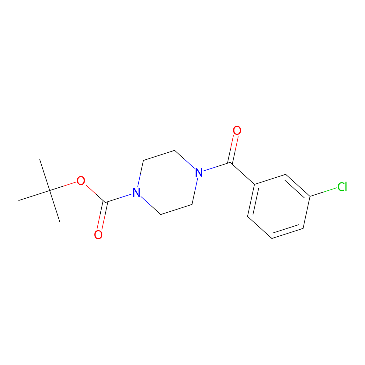 Tert-butyl 4-[(3-chlorophenyl)carbonyl]piperazine-1-carboxylate molecular structure, CAS 828299-83-8