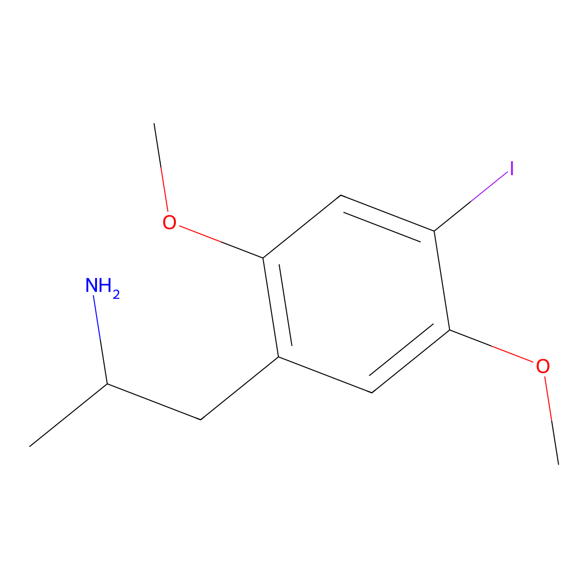 2,5-Dimethoxy-4-iodoamphetamine molecular structure, CAS 82830-53-3