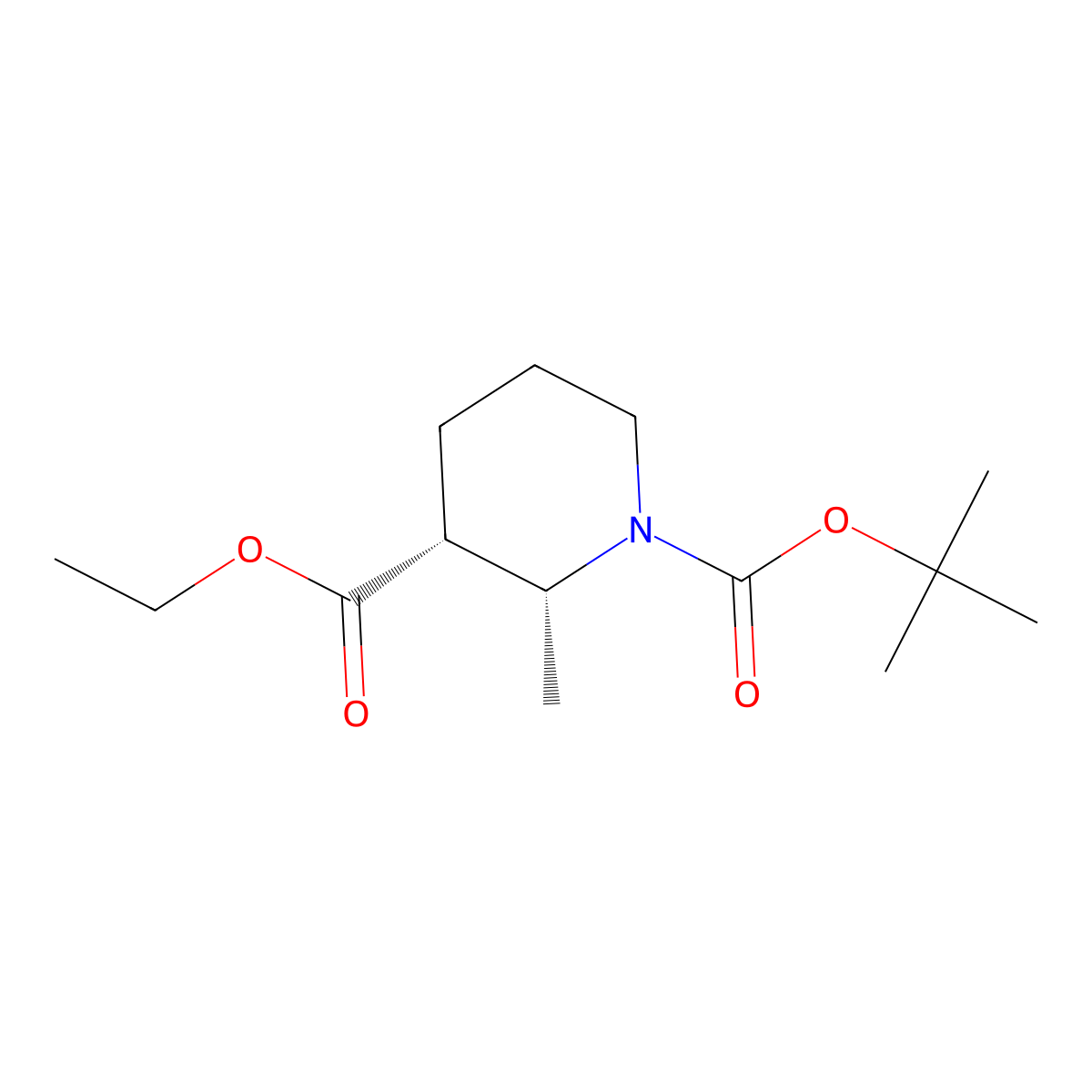 rel-1-(1,1-Dimethylethyl) 3-ethyl (2R,3R)-2-methyl-1,3-piperidinedicarboxylate molecular structure, CAS 828300-44-3