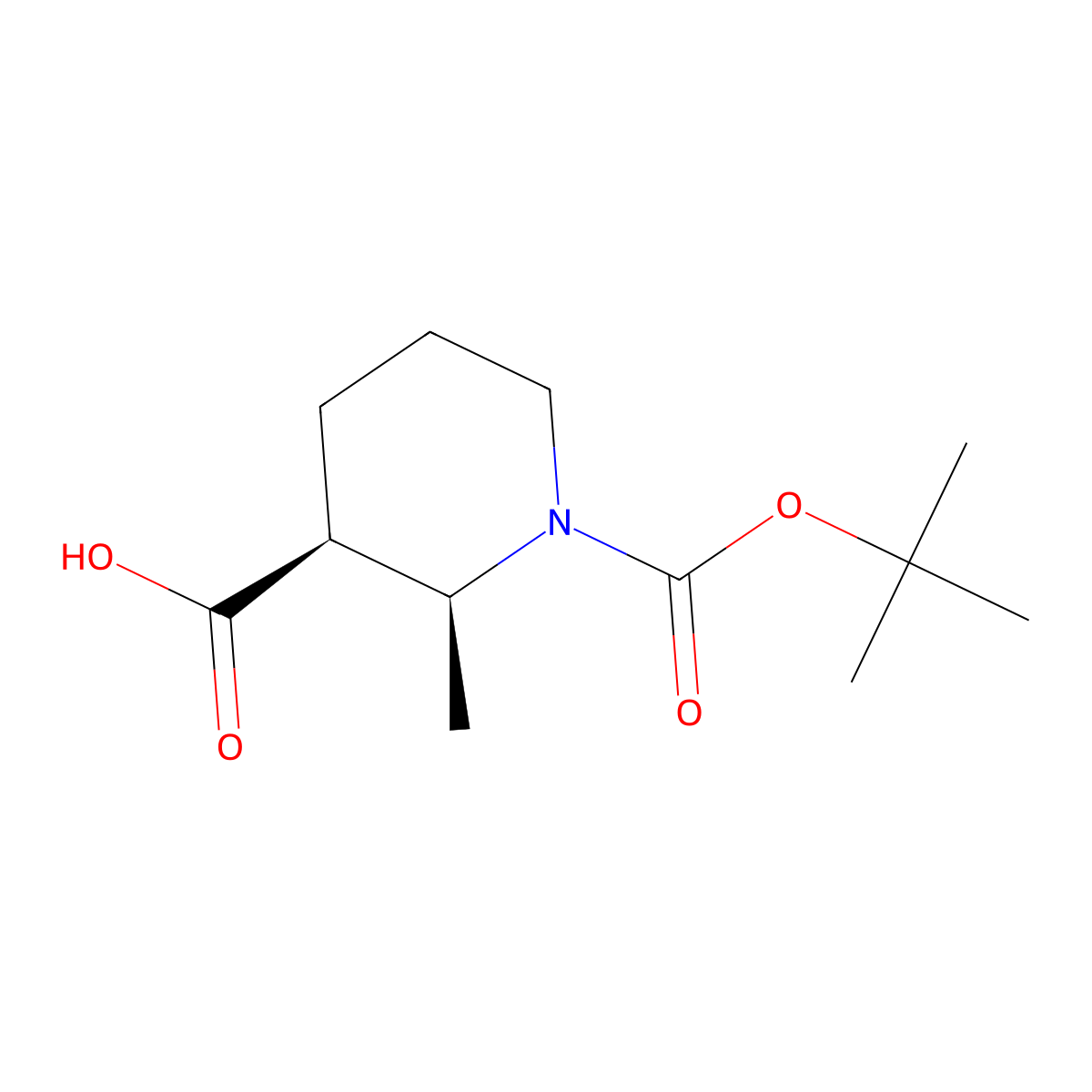 (2S,3S)-1-(Tert-butoxycarbonyl)-2-methylpiperidine-3-carboxylic acid molecular structure, CAS 828300-45-4