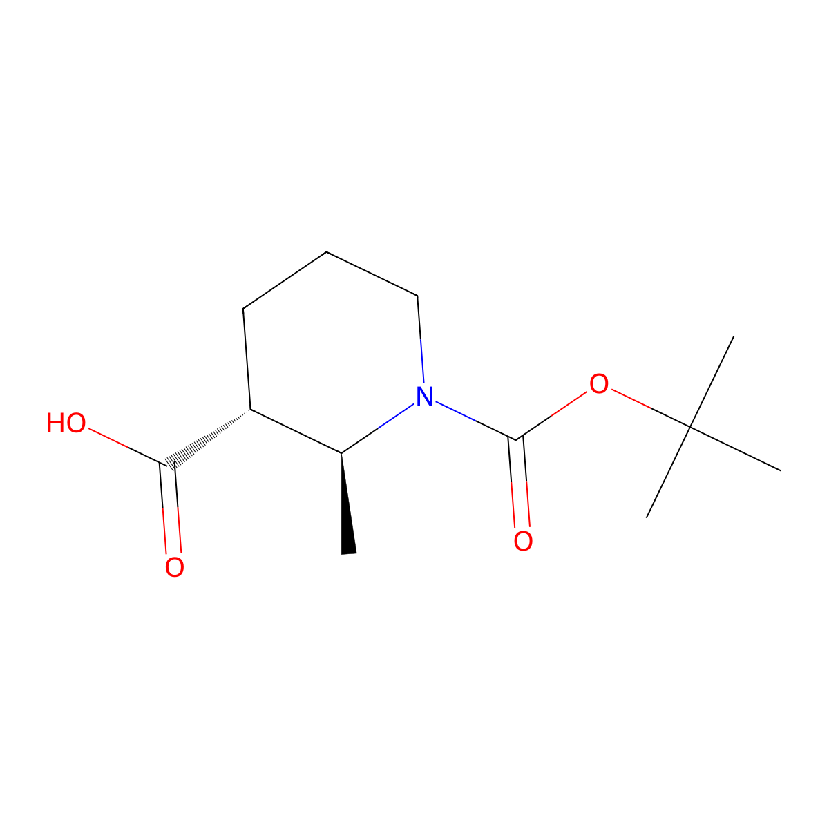2S,3R-1-Boc-2-methyl-piperidine-3-carboxylic acid molecular structure, CAS 828300-51-2