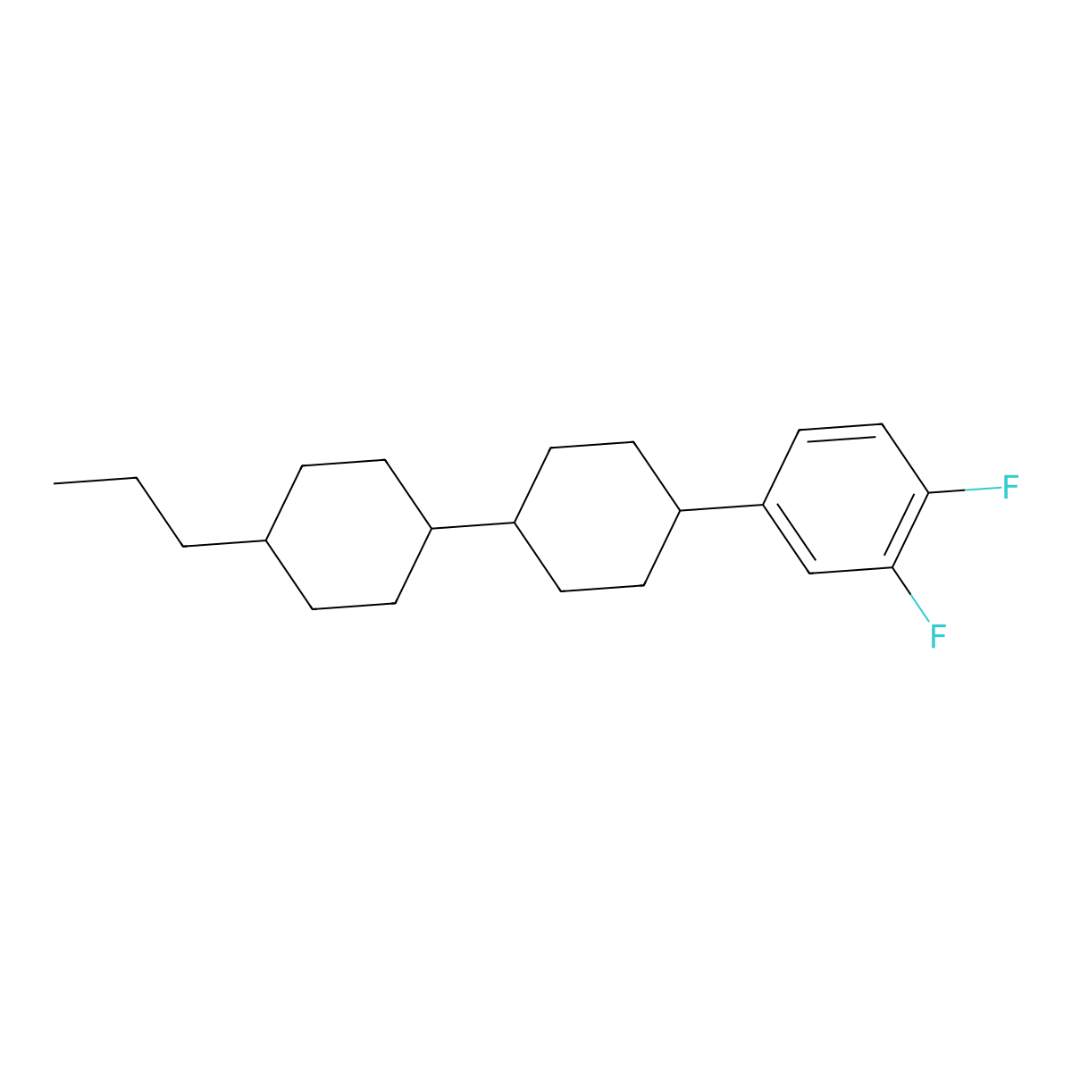 3~3~,3~4~-Difluoro-1~4~-propyl-1~1~,1~2~,1~3~,1~4~,1~5~,1~6~,2~1~,2~2~,2~3~,2~4~,2~5~,2~6~-dodecahydro-1~1~,2~1~:2~4~,3~1~-terphenyl molecular structure, CAS 82832-57-3