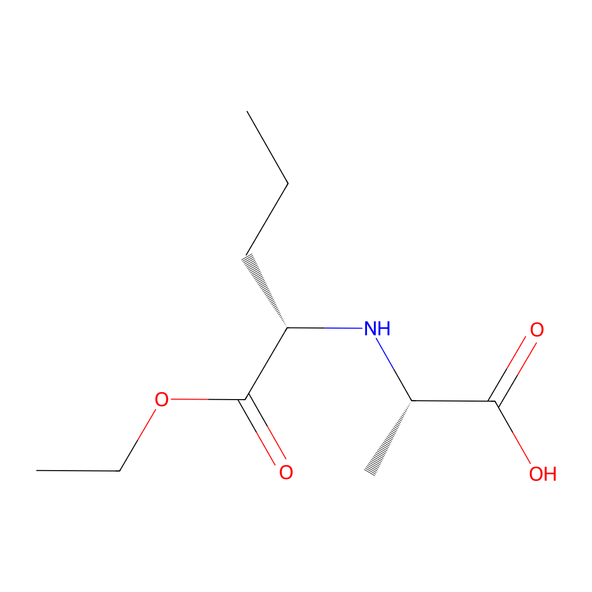 (2S)-2-[[(2S)-1-ethoxy-1-oxopentan-2-yl]amino]propanoic acid molecular structure, CAS 82834-12-6