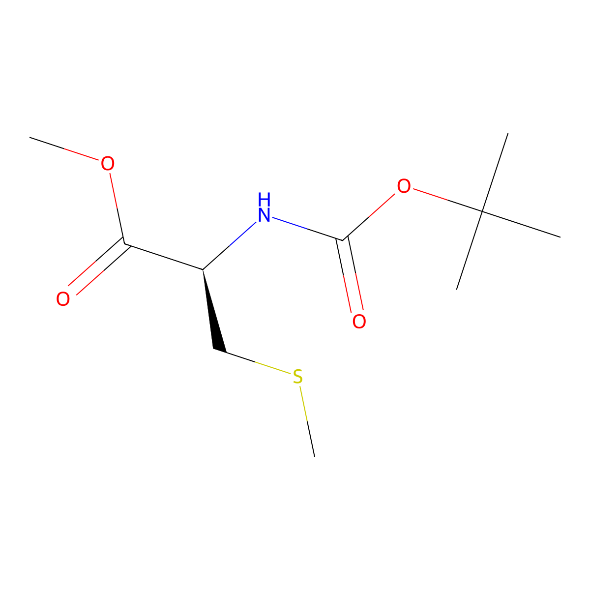 methyl (2R)-2-{[(tert-butoxy)carbonyl]amino}-3-(methylsulfanyl)propanoate molecular structure, CAS 82835-08-3