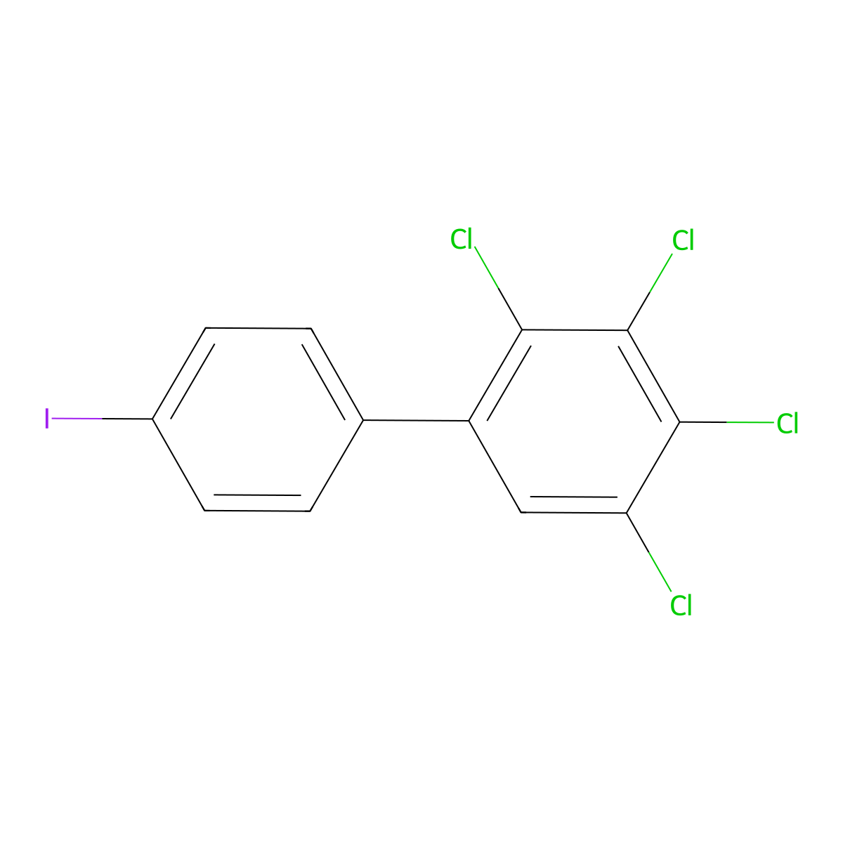 1,1'-Biphenyl, 2,3,4,5-tetrachloro-4'-iodo- molecular structure, CAS 82845-23-6