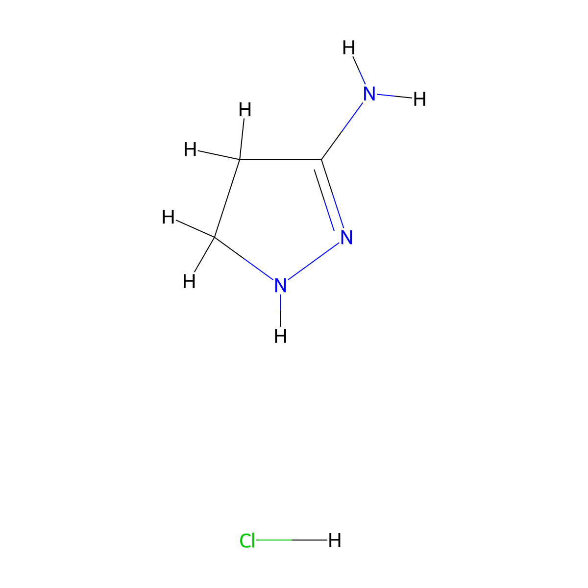 4,5-dihydro-1H-pyrazol-3-amine hydrochloride molecular structure, CAS 82845-80-5