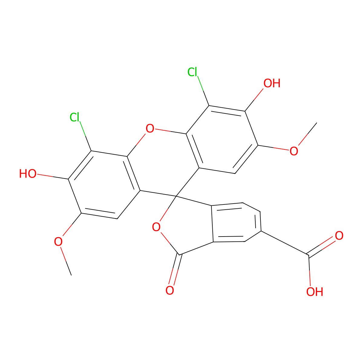 4',5'-Dichloro-3',6'-dihydroxy-2',7'-dimethoxy-3-oxo-3H-spiro[isobenzofuran-1,9'-xanthene]-5-carboxylic acid molecular structure, CAS 82855-39-8