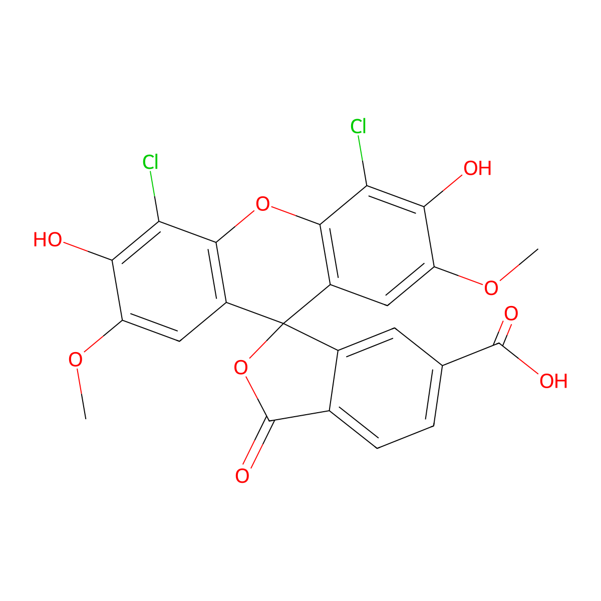 6-Carboxy-4',5'-dichloro-2',7'-dimethoxyfluorescein molecular structure, CAS 82855-40-1