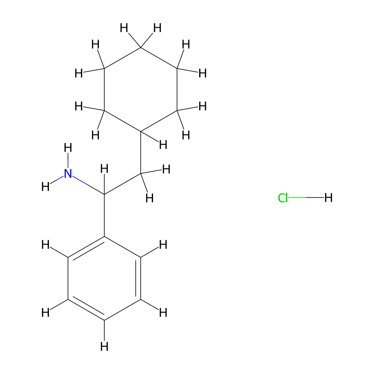 2-Cyclohexyl-1-phenylethan-1-amine hydrochloride molecular structure, CAS 82867-36-5