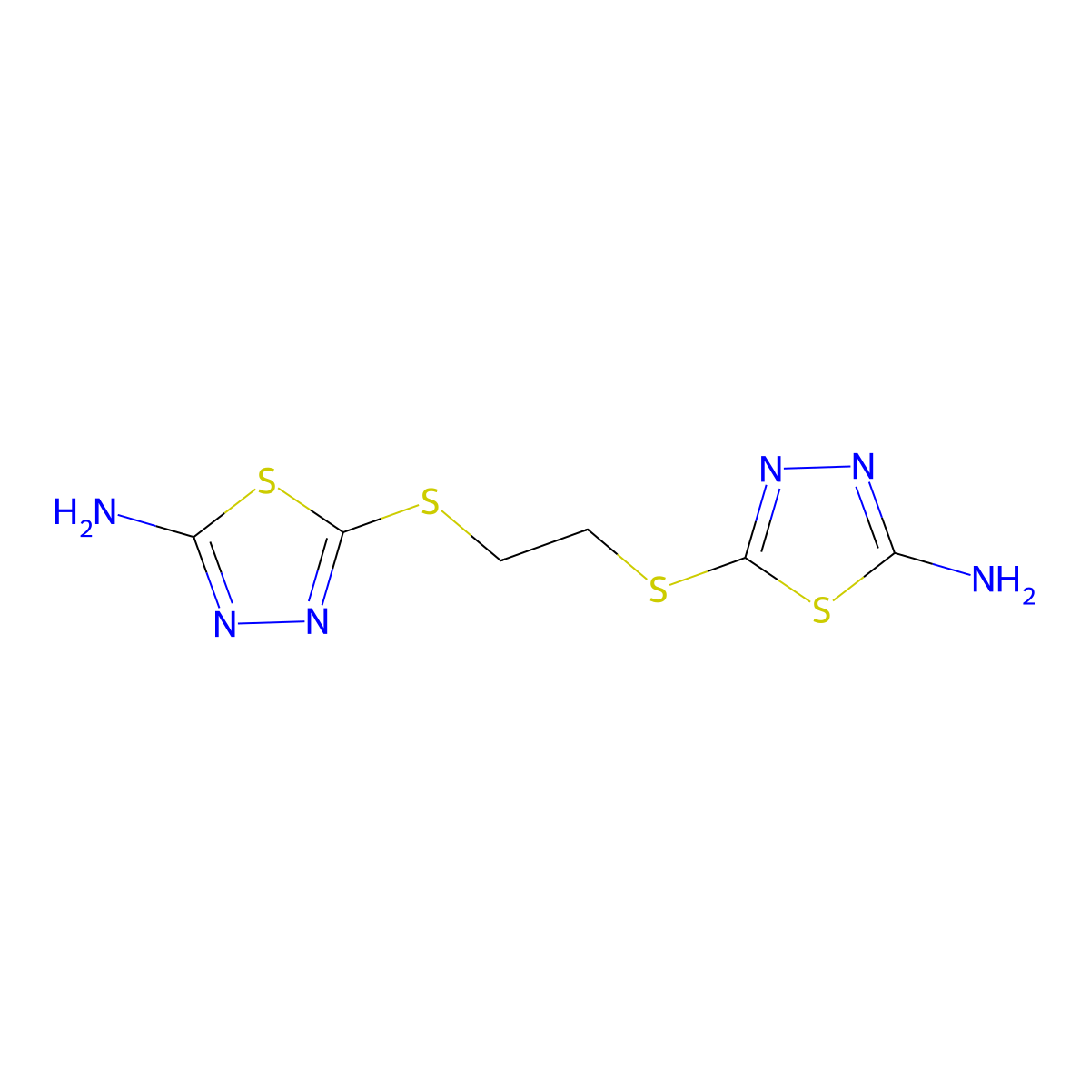 1,3,4-Thiadiazol-2-amine, 5,5'-[1,2-ethanediylbis(thio)]bis- molecular structure, CAS 82875-12-5