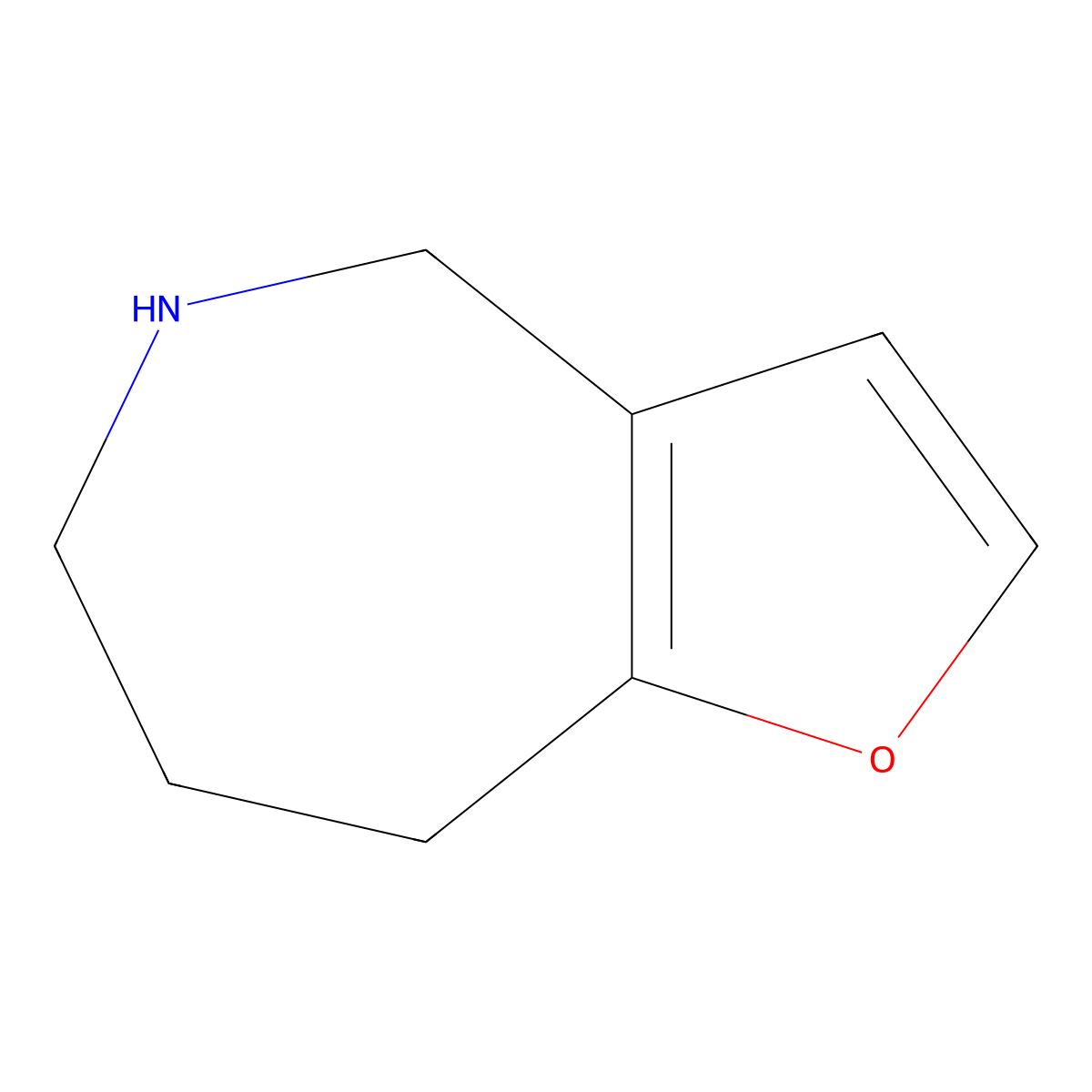 4H,5H,6H,7H,8H-furo(3,2-c)azepine molecular structure, CAS 82878-22-6