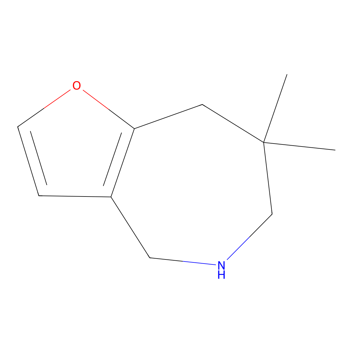 7,7-dimethyl-4H,5H,6H,7H,8H-furo[3,2-c]azepine molecular structure, CAS 82878-23-7