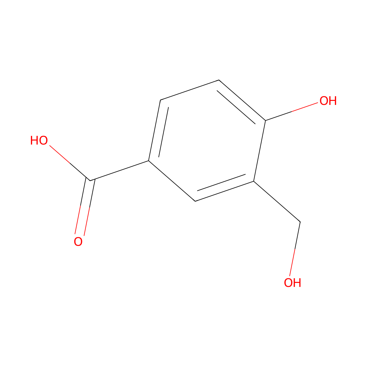 4-Hydroxy-3-(hydroxymethyl)benzoic acid molecular structure, CAS 82885-62-9
