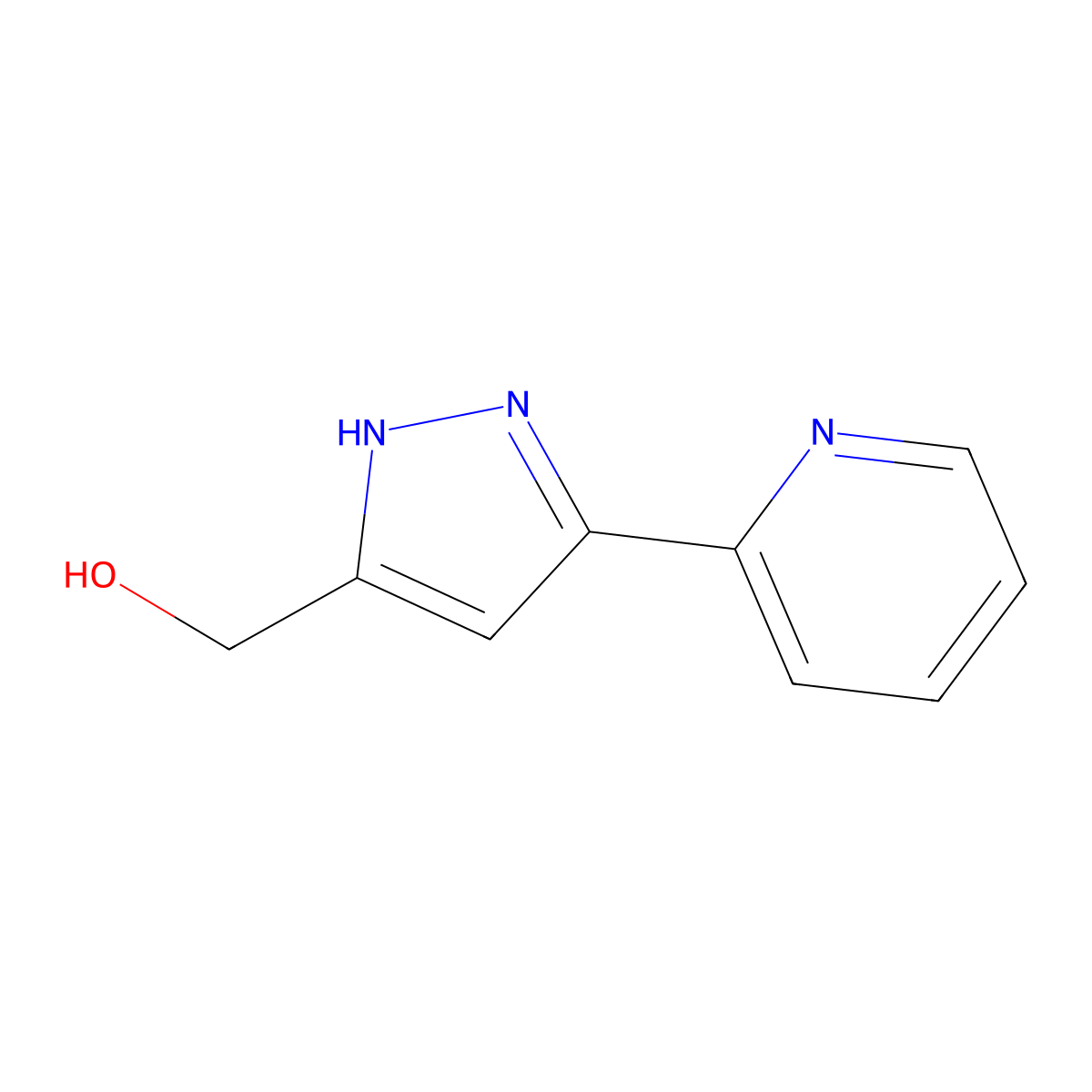 (3-(pyridin-2-yl)-1H-pyrazol-5-yl)methanol molecular structure, CAS 828911-09-7
