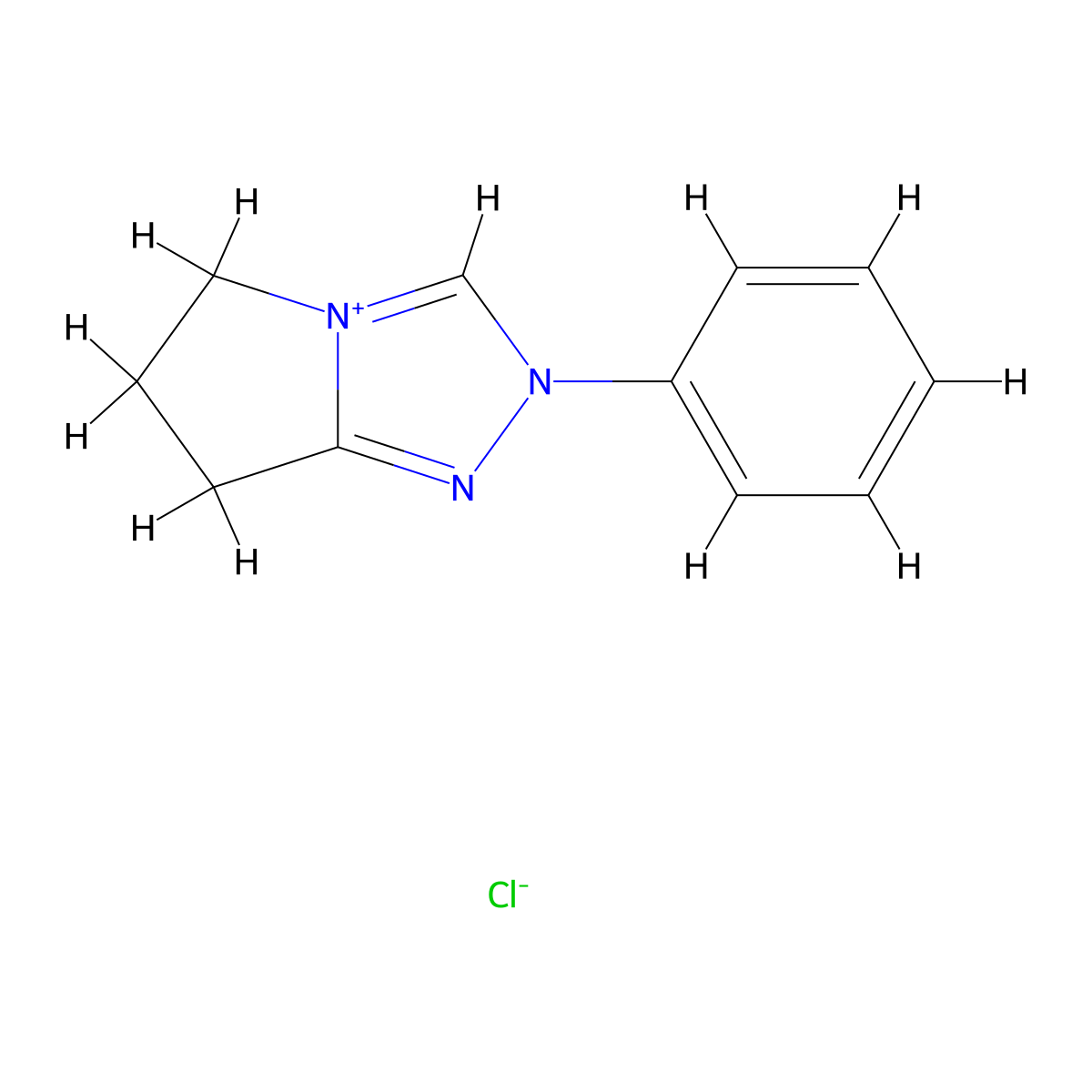 2-Phenyl-6,7-dihydro-5H-pyrrolo[2,1-c][1,2,4]triazol-2-ium chloride molecular structure, CAS 828914-68-7