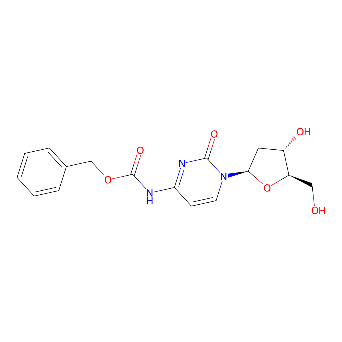 benzyl N-{1-[(2R,4S,5R)-4-hydroxy-5-(hydroxymethyl)oxolan-2-yl]-2-oxo-1,2-dihydropyrimidin-4-yl}carbamate molecular structure, CAS 82892-56-6