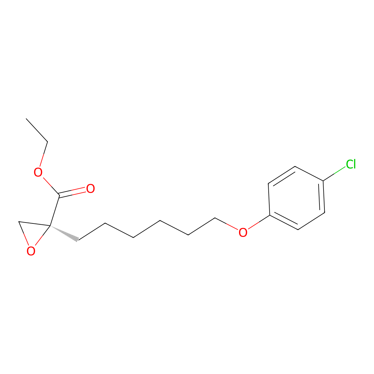 ethyl (2S)-2-[6-(4-chlorophenoxy)hexyl]oxirane-2-carboxylate molecular structure, CAS 828934-40-3