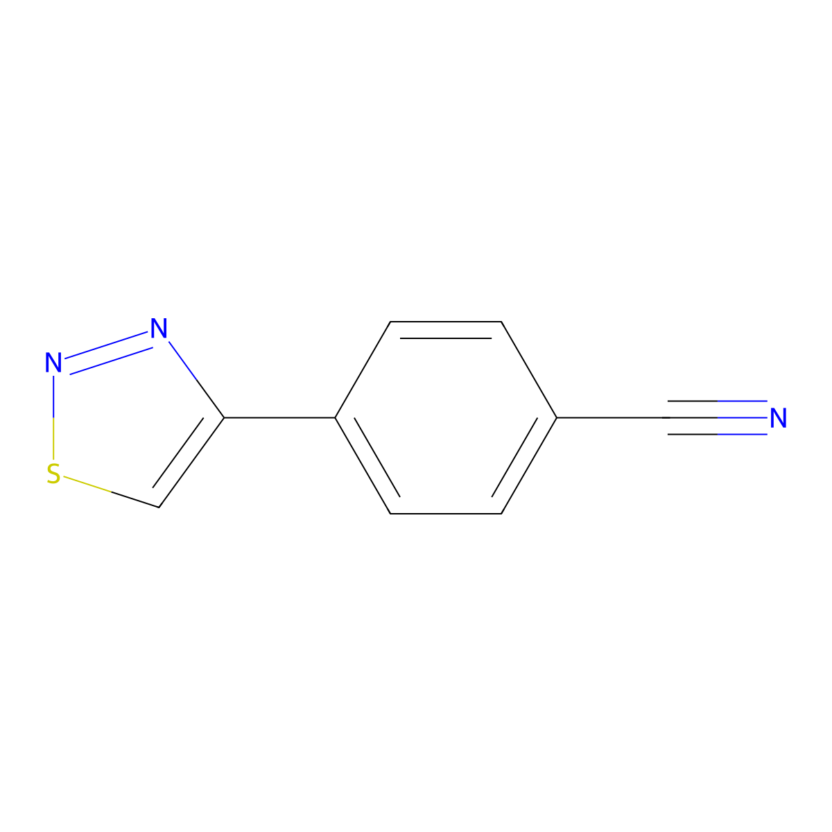 4-(1,2,3-Thiadiazol-4-yl)benzonitrile molecular structure, CAS 82894-99-3