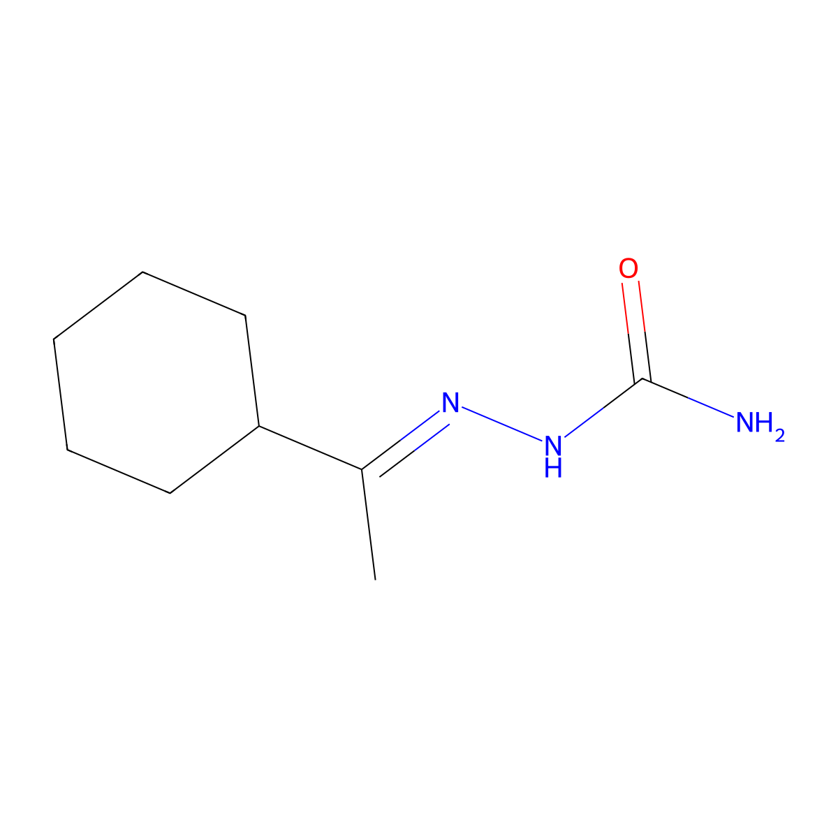 Hydrazinecarboxamide, 2-(1-cyclohexylethylidene)- molecular structure, CAS 829-49-2
