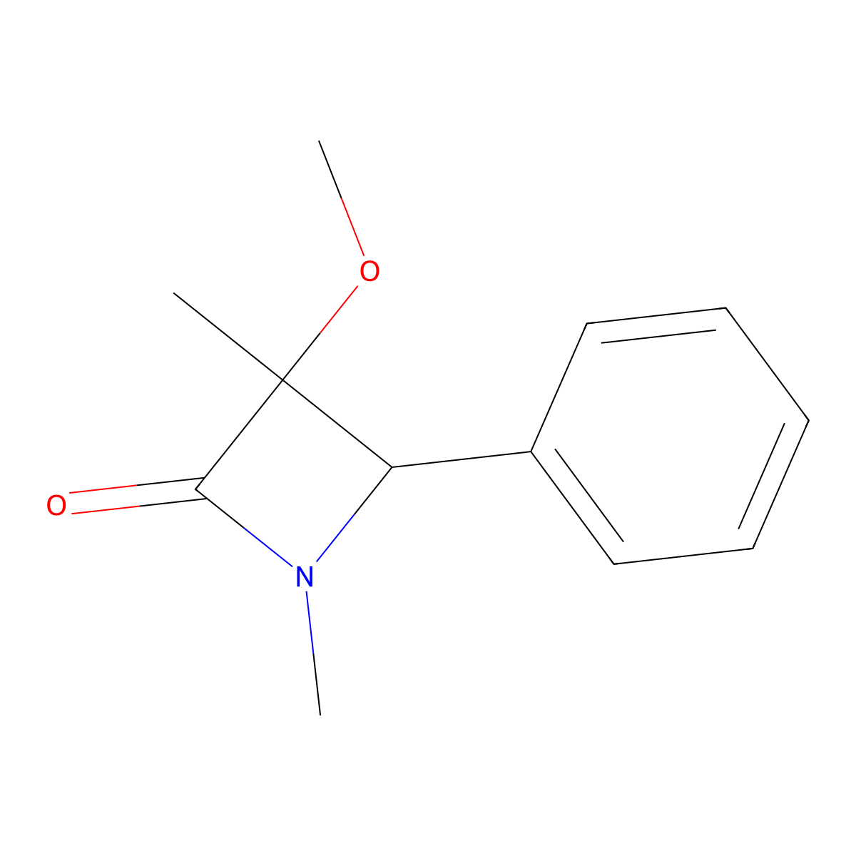 3-Methoxy-1,3-dimethyl-4-phenyl-2-azetidinone molecular structure, CAS 82918-98-7