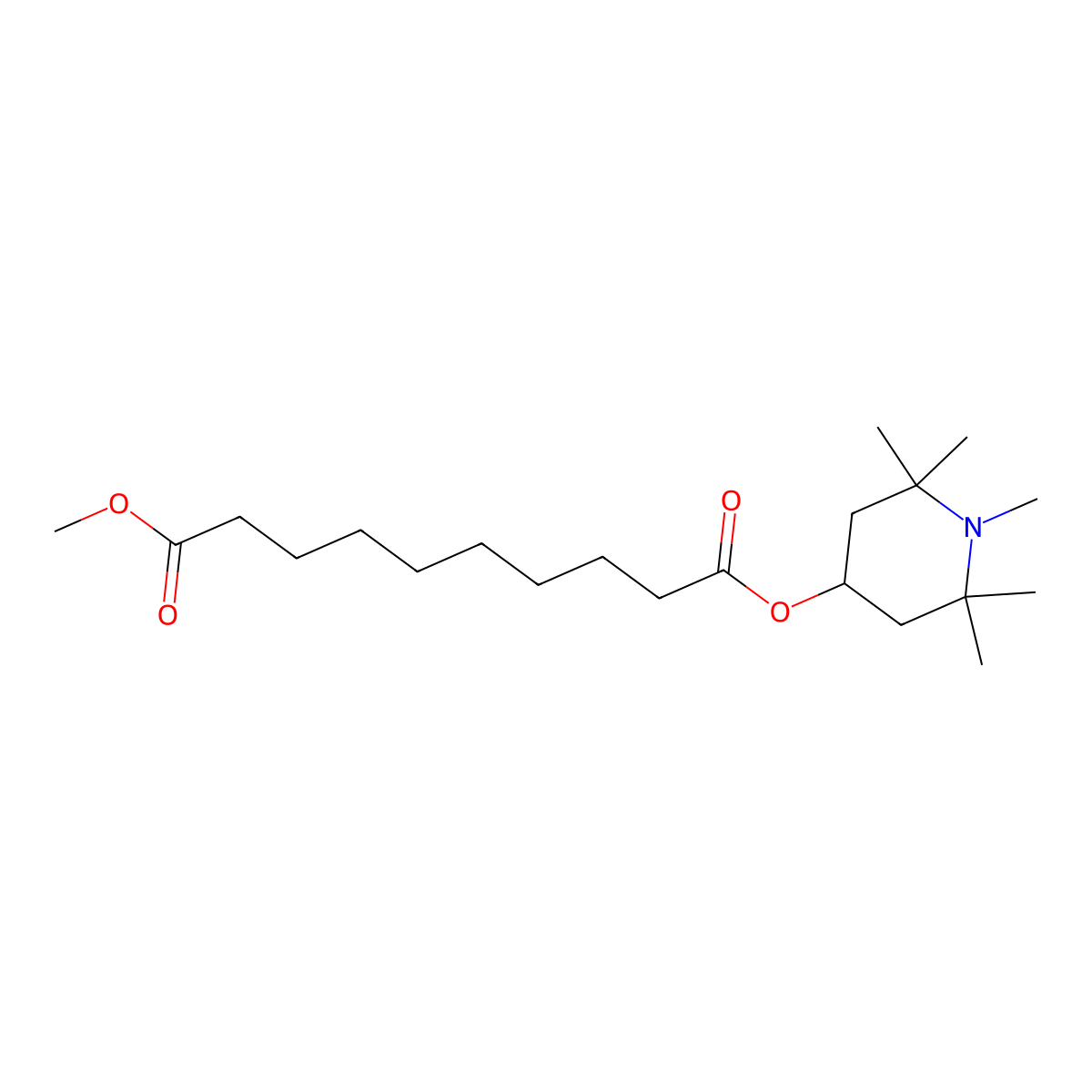 Methyl 1,2,2,6,6-pentamethyl-4-piperidyl sebacate molecular structure, CAS 82919-37-7