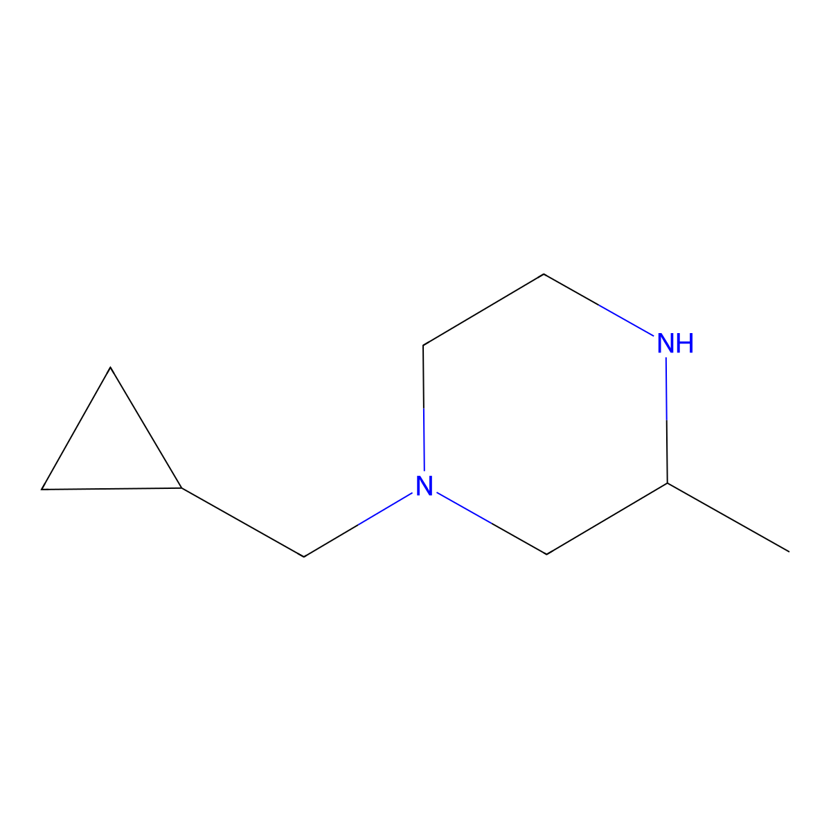 1-(Cyclopropylmethyl)-3-methylpiperazine molecular structure, CAS 82919-92-4