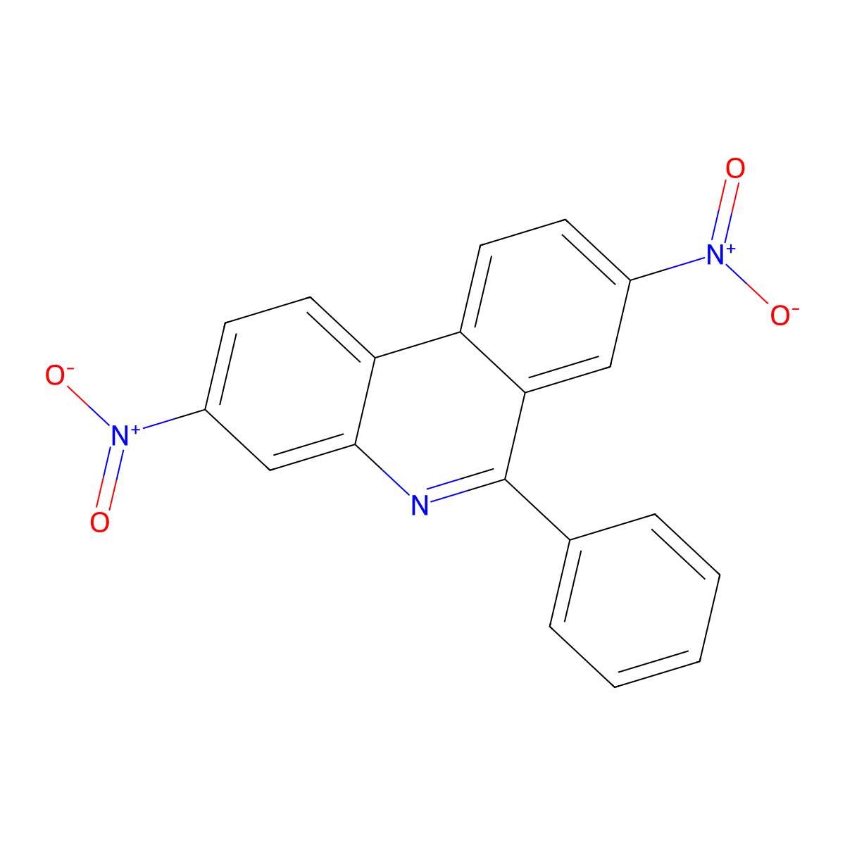 3,8-Dinitro-6-phenylphenanthridine molecular structure, CAS 82921-86-6