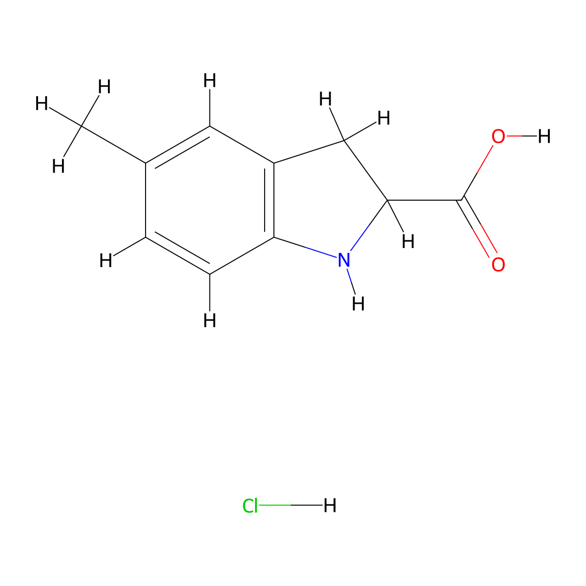 5-Methyl-2-indolinecarboxylic acid hydrochloride molecular structure, CAS 82924-42-3