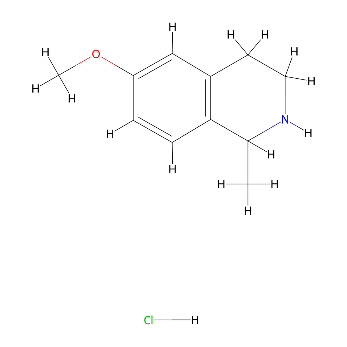 6-Methoxy-1-methyl-1,2,3,4-tetrahydroisoquinoline hydrochloride molecular structure, CAS 82924-85-4
