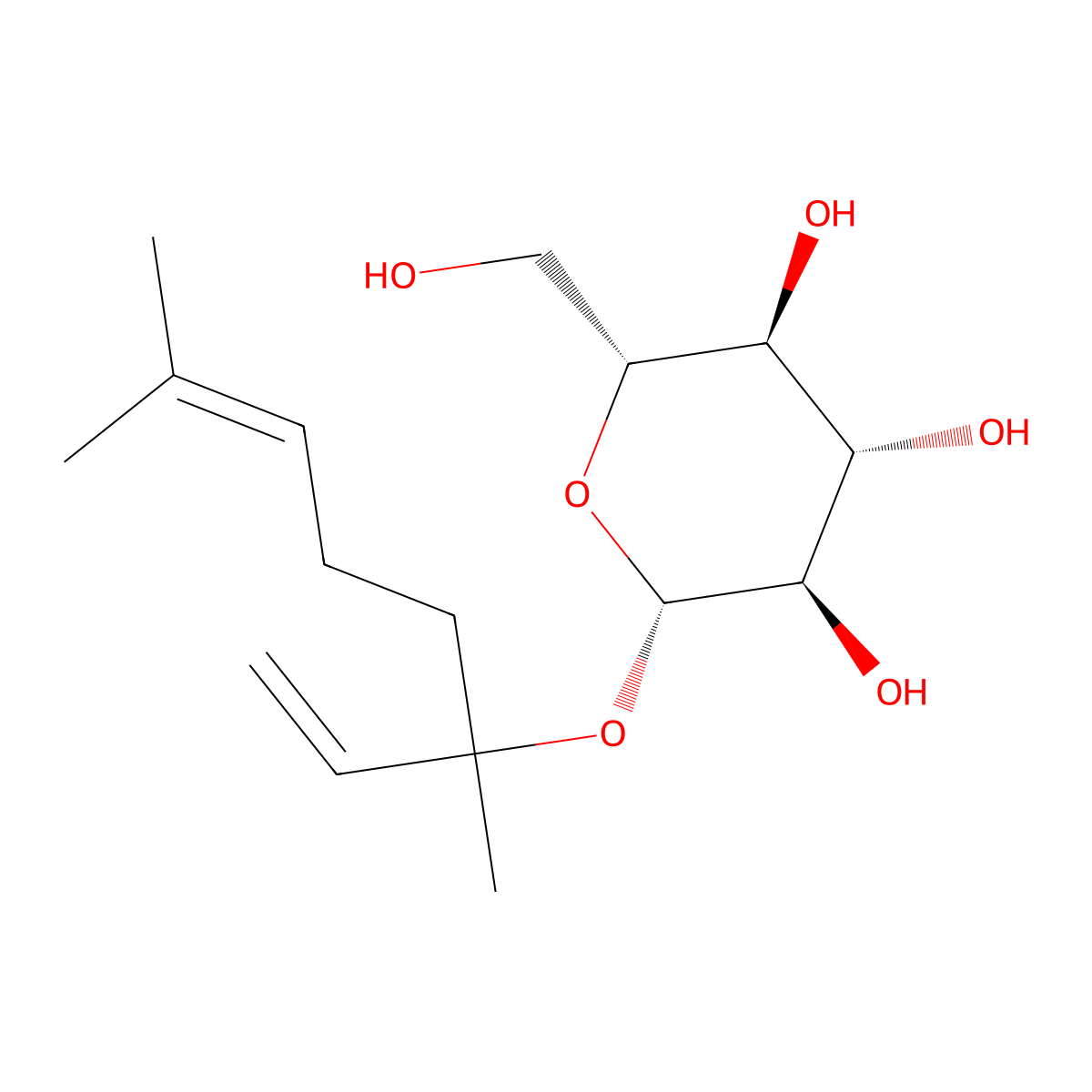 Linalool glucoside molecular structure, CAS 82928-12-9