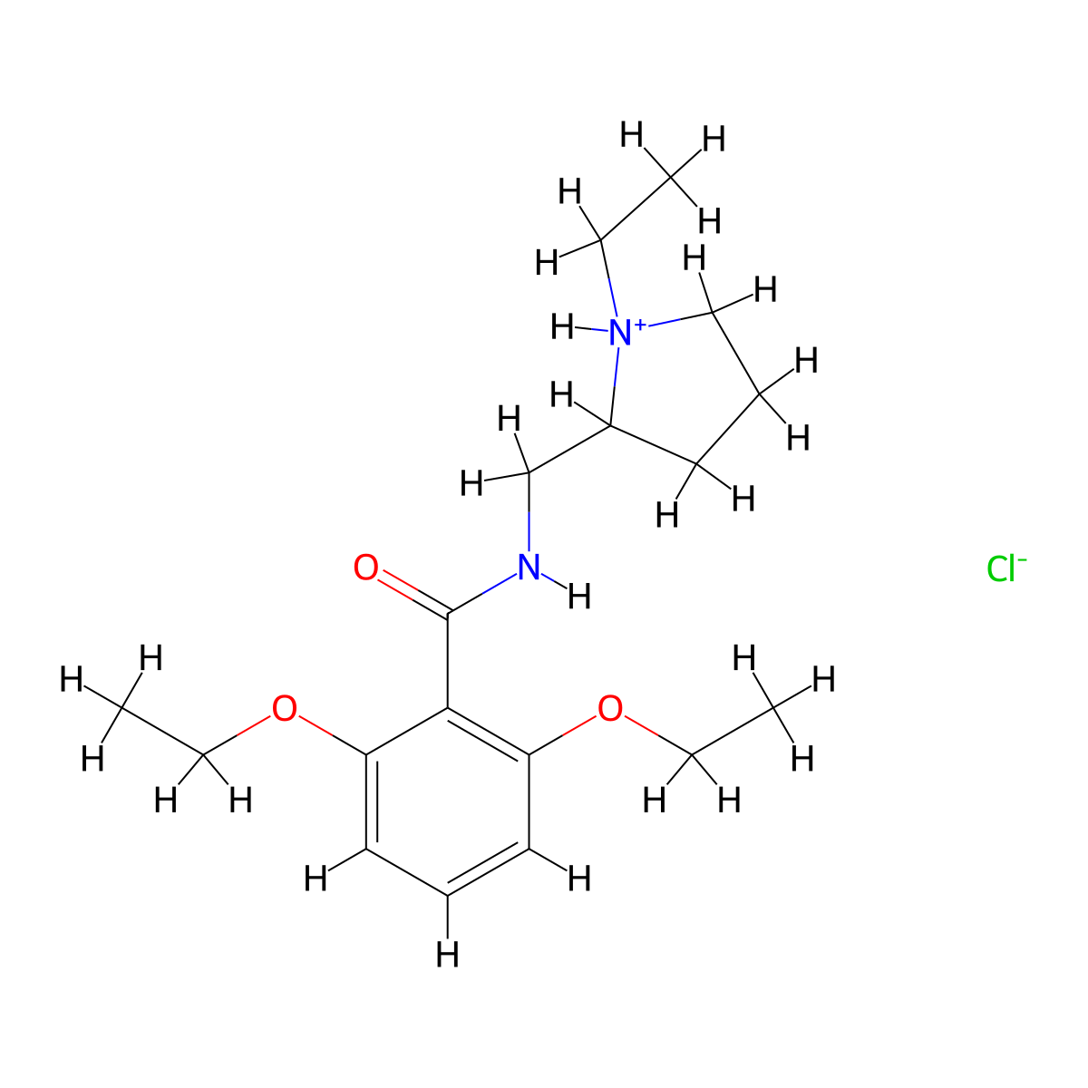 Benzamide, 2,6-diethoxy-N-(1-ethyl-2-pyrrolidinylmethyl)-, monohydrochloride molecular structure, CAS 82935-28-2