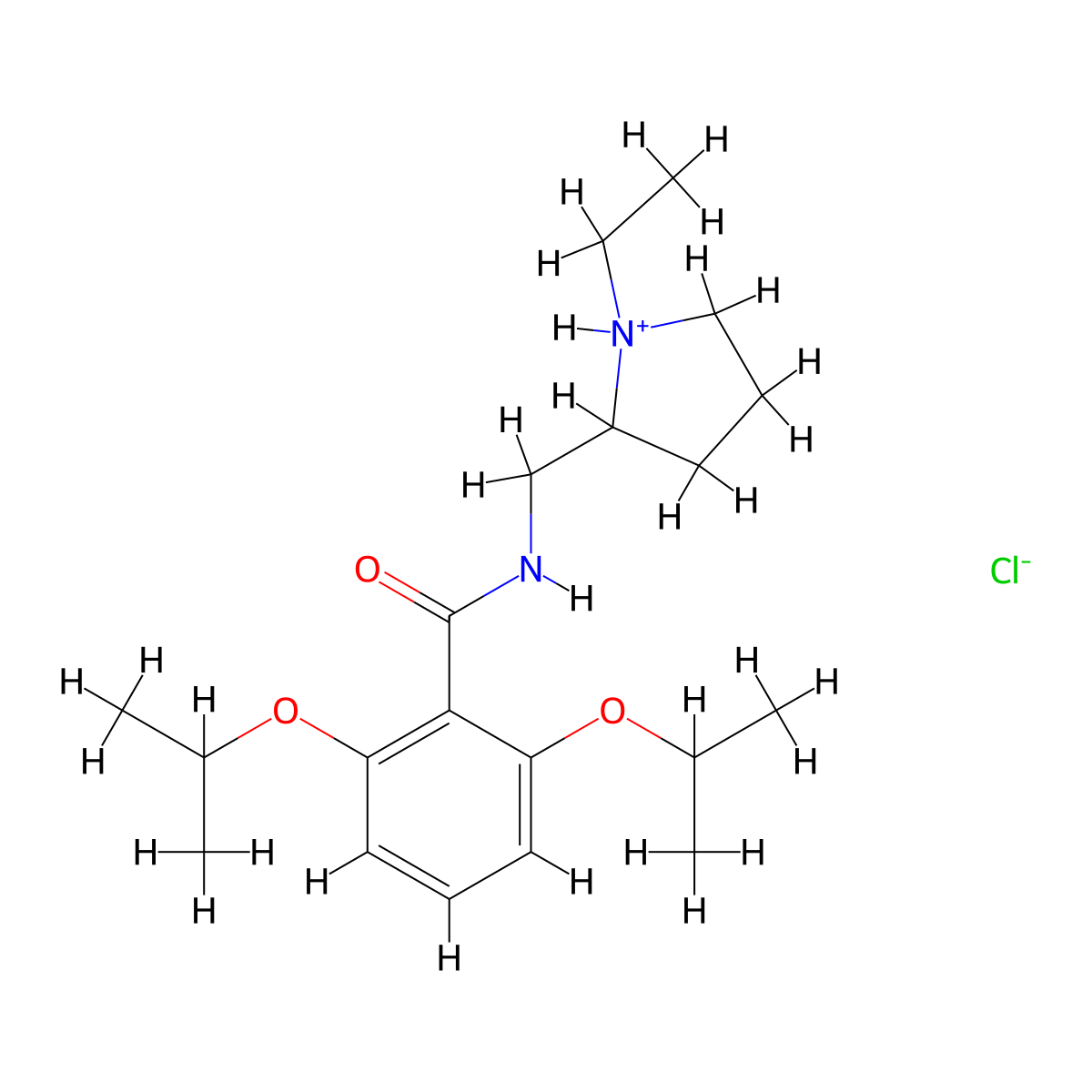 Benzamide, 2,6-diisopropoxy-N-(1-ethyl-2-pyrrolidinylmethyl)-, monohydrochloride molecular structure, CAS 82935-32-8