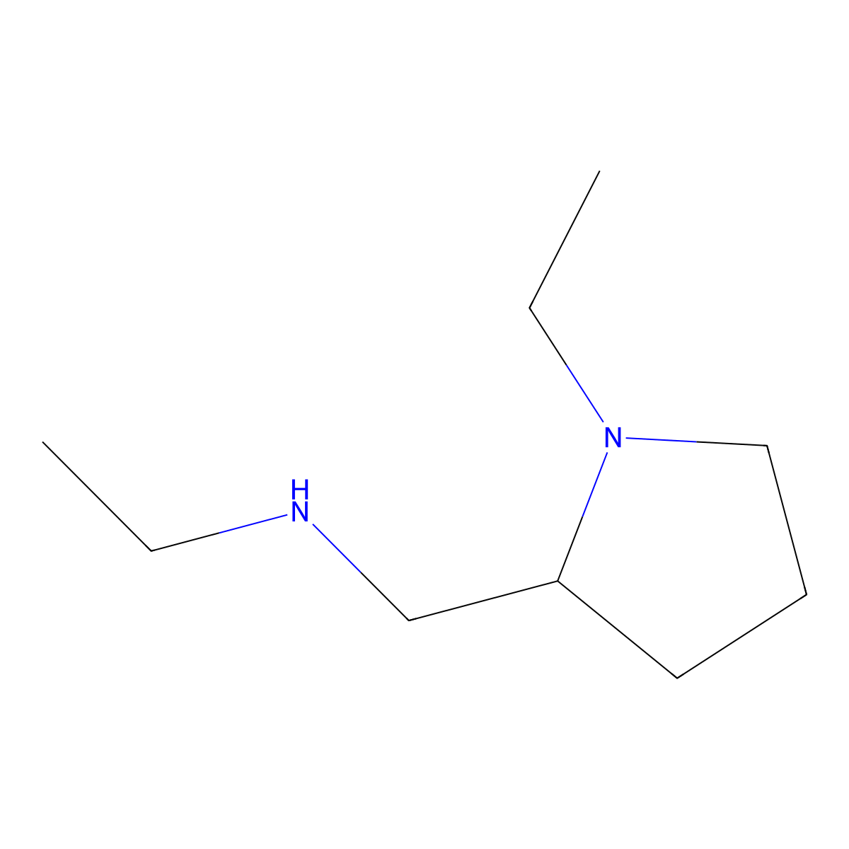 N-[(1-ethylpyrrolidin-2-yl)methyl]ethanamine molecular structure, CAS 82935-39-5