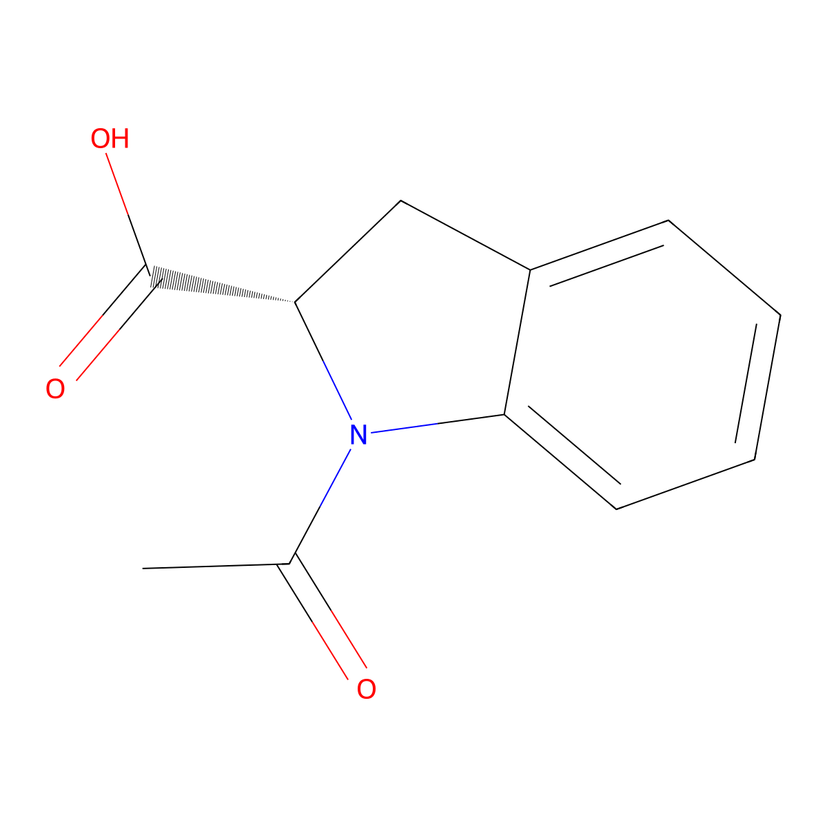 (2S)-1-Acetyl-2,3-dihydro-1H-indole-2-carboxylic acid molecular structure, CAS 82950-72-9