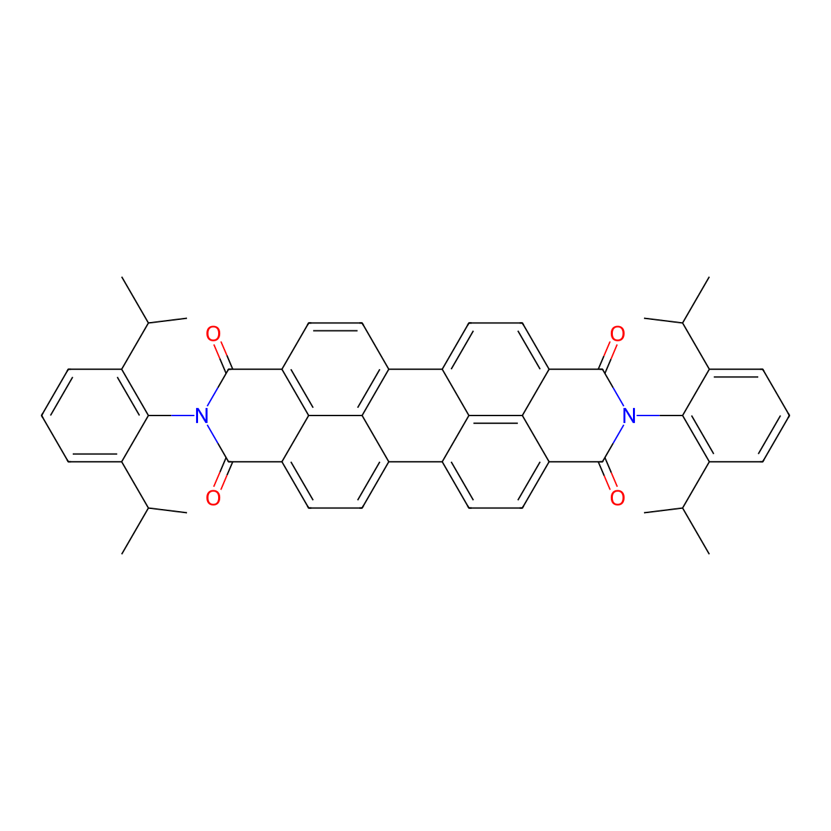 Anthra(2,1,9-def:6,5,10-d'e'f')diisoquinoline-1,3,8,10(2H,9H)-tetrone, 2,9-bis(2,6-bis(1-methylethyl)phenyl)- molecular structure, CAS 82953-57-9