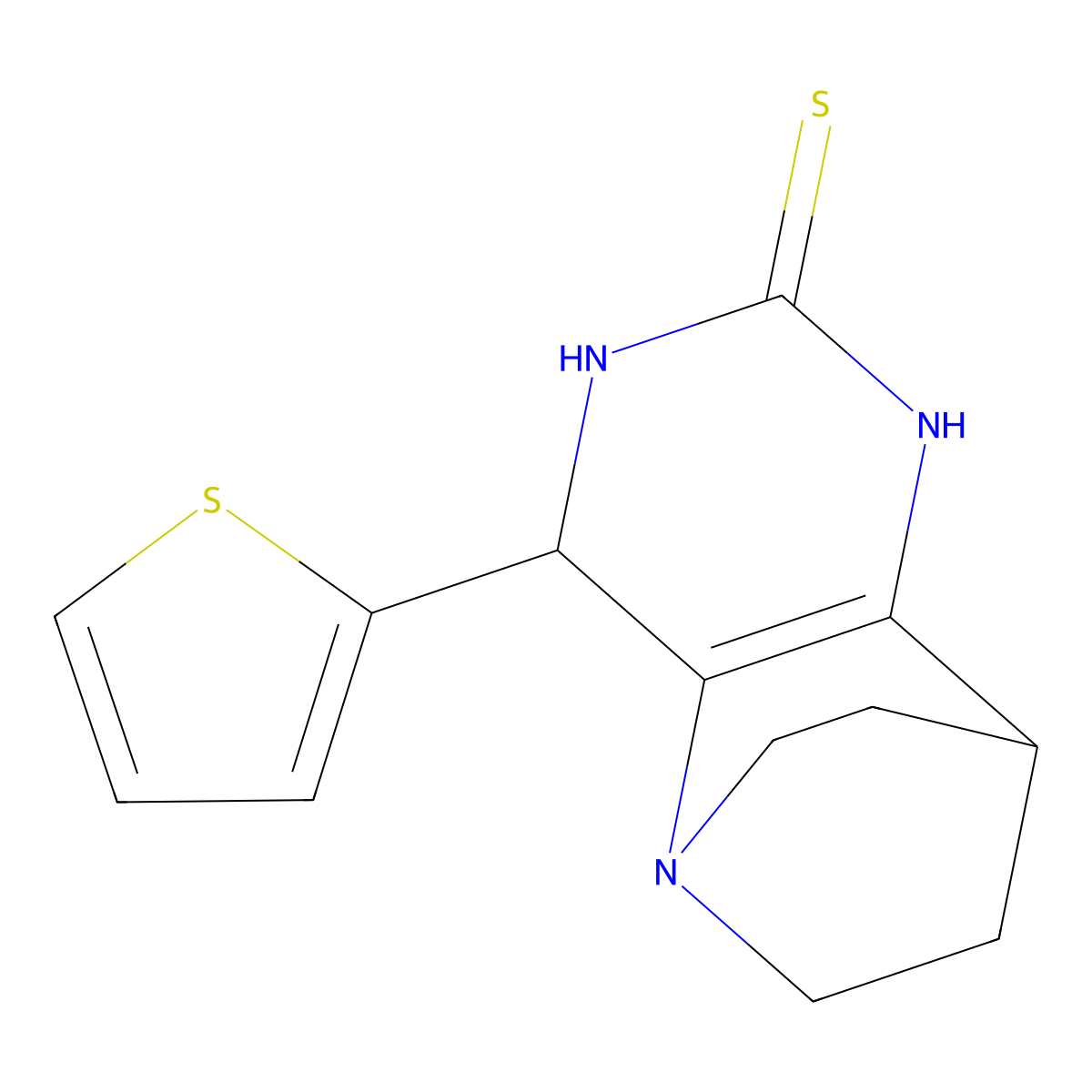 3-(2-Thienyl)-1,4,6-triazatricyclo[6.2.2.0~2,7~]dodec-2(7)-ene-5-thione molecular structure, CAS 82955-23-5