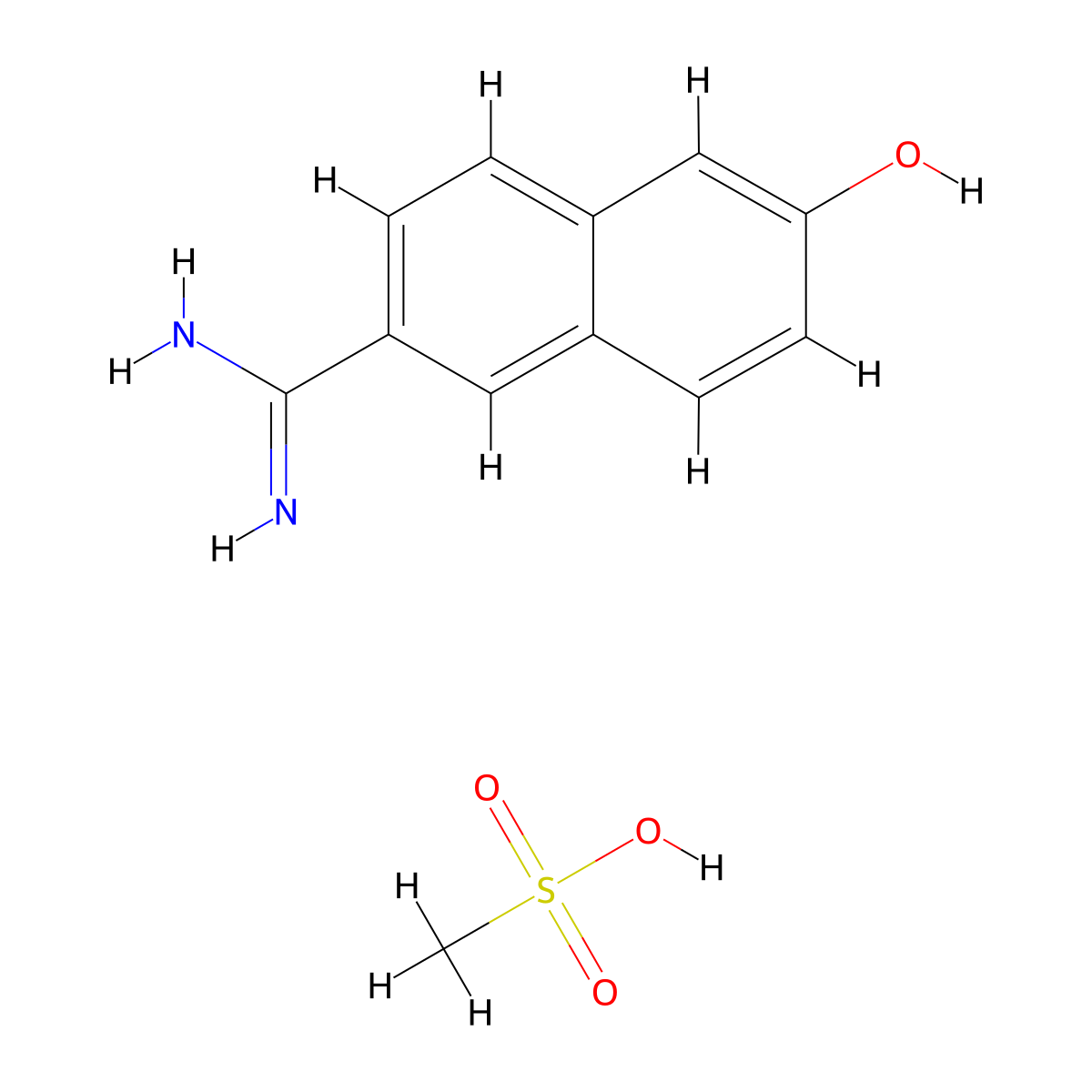 6-hydroxy-2-naphthimidamide methanesulfonate salt molecular structure, CAS 82957-06-0