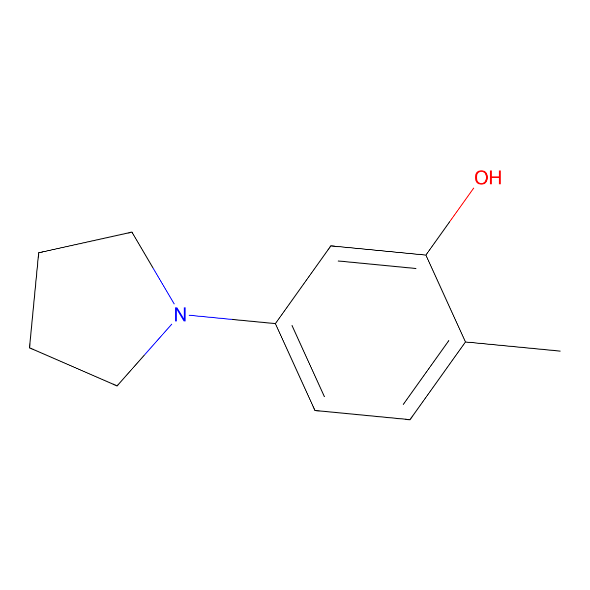 2-Methyl-5-pyrrolidin-1-ylphenol molecular structure, CAS 82961-68-0