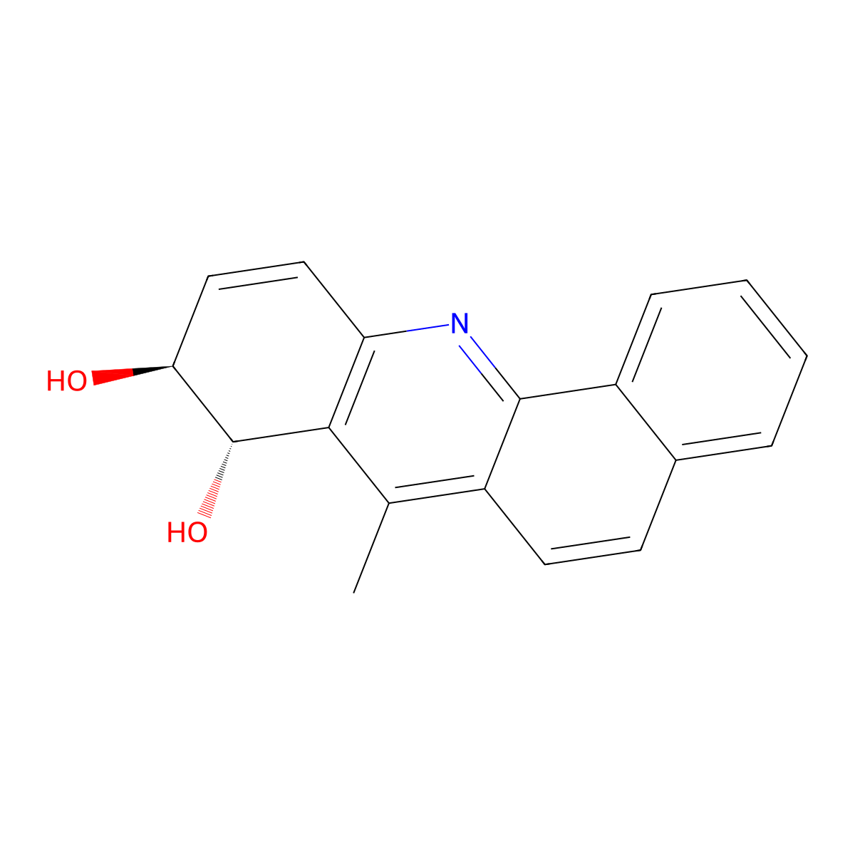 Benz(c)acridine-8,9-diol, 8,9-dihydro-7-methyl-, trans- molecular structure, CAS 82962-56-9