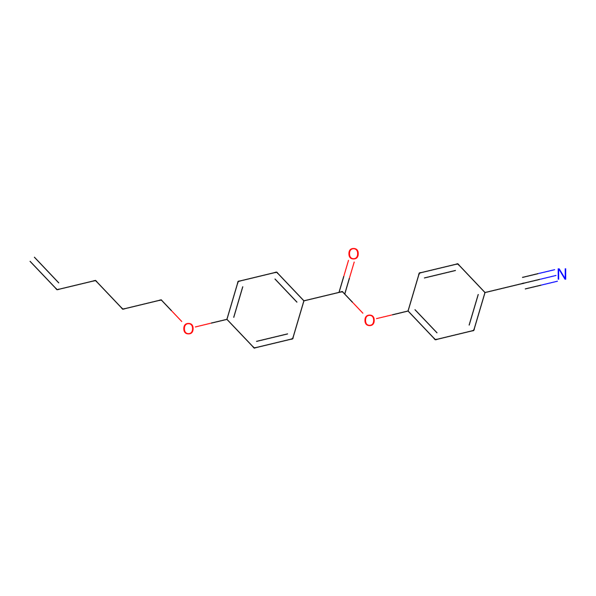 Benzoic acid, 4-(4-pentenyloxy)-, 4-cyanophenyl ester molecular structure, CAS 82971-50-4