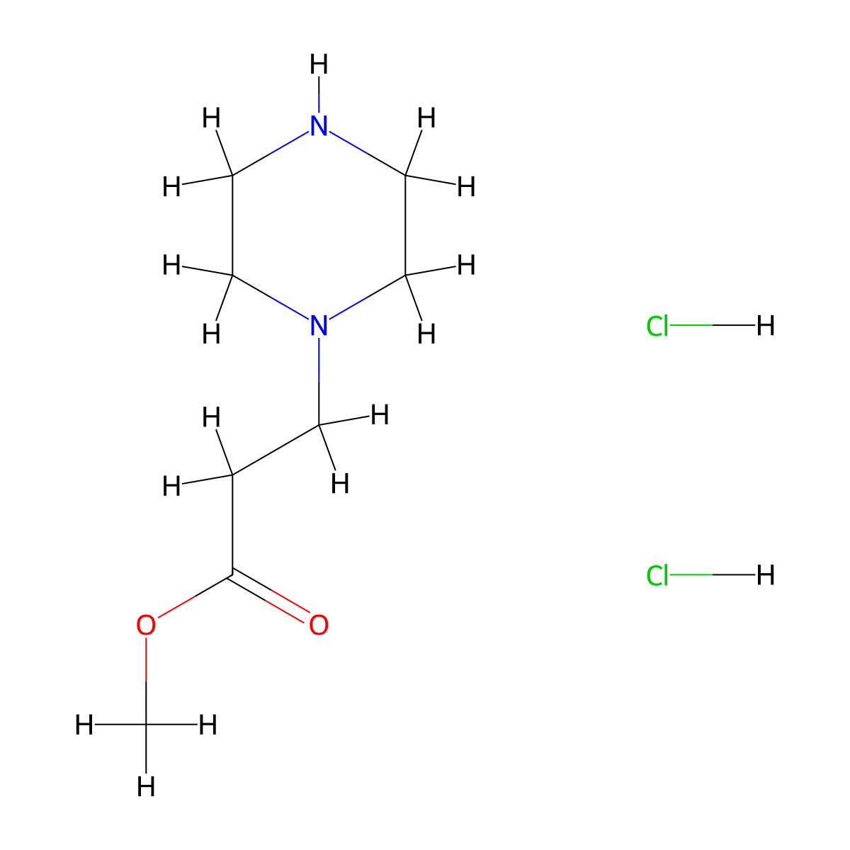 Methyl 3-(piperazin-1-yl)propanoate dihydrochloride molecular structure, CAS 82972-28-9